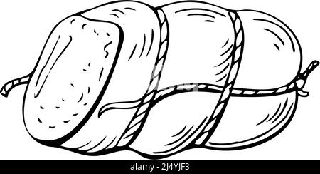 Sausage thin black lines on a white background - Vector illustration Stock Vector