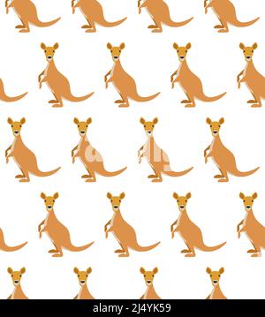 Kangaroo seamless pattern. Vector illustration in a flat style. Eps 10 Stock Vector