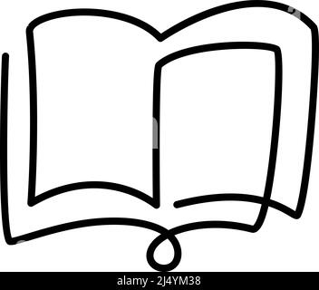 Continuous one line drawing open book Bible with flying pages. Vector illustration education supplies back to school theme Stock Vector