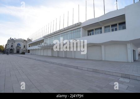 Lido, Italy. 18th Apr, 2022. The Palazzo del Cinema can be seen on the Lido. The Venice Film Festival 'Cinema Biennale' is held every year between late August and early September in the Palazzo. Credit: Felix Hörhager/dpa/Alamy Live News Stock Photo