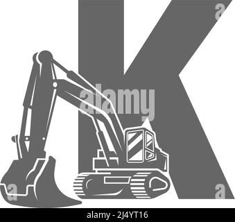 Excavator icon with letter K design illustration vector Stock Vector