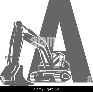 Excavator icon with letter A design illustration vector Stock Vector