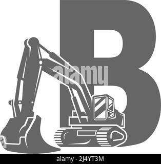 Excavator Icon With Letter J Design Illustration Vector Stock Vector Image & Art - Alamy