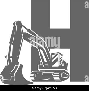 Excavator icon with letter H design illustration vector Stock Vector