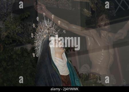 double image of the virgin mary and crucified jesus Stock Photo