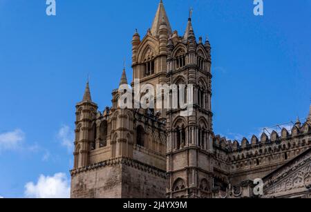 The tower of the Palermo Cathedral in Palermo, Sicily, Italy. Stock Photo