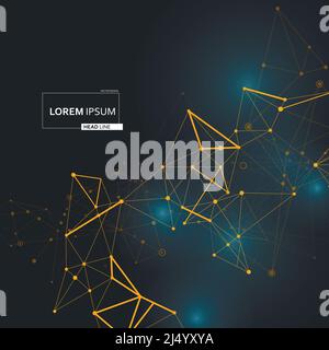 Connect lines in modern style. Communication symbol background. Vector abstract design. Decorative connect. Plexus geometric effect Stock Vector