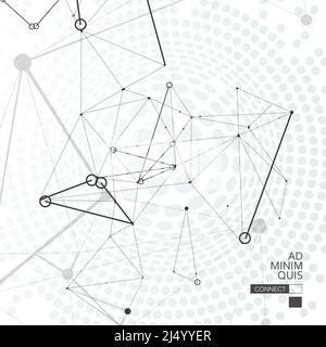 Communication network. 3d social network template. Global network connection. Abstract tech background. Vector abstract template Stock Vector