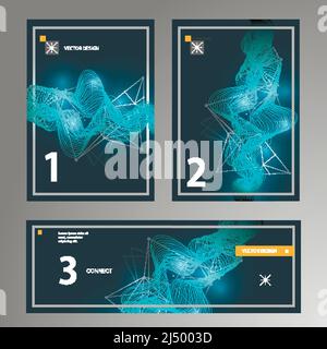 Set of Abstract Cards with Liquid Lines. Applicable for Covers, Placards, Posters, Flyers and Banner Designs Stock Vector