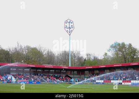 SALFORD, UK. APR 18TH A General view of Peninsula Stadium during the Sky Bet League 2 match between Salford City and Barrow at Moor Lane, Salford on Monday 18th April 2022. (Credit: Michael Driver | MI News) Credit: MI News & Sport /Alamy Live News Stock Photo