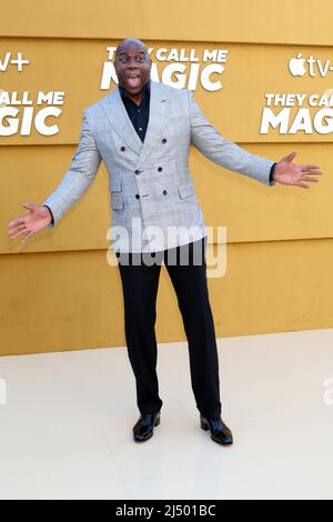 Westwood, USA. 14th Apr, 2022. LOS ANGELES - APR 14: Magic Johnson at the They Call Me Magic Premiere Screening at Village Theater on April 14, 2022 in Westwood, CA (Photo by Katrina Jordan/Sipa USA) Credit: Sipa USA/Alamy Live News Stock Photo