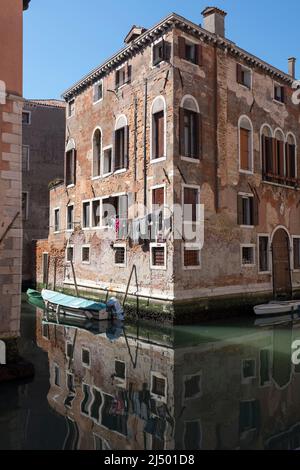 Quiet Canal Cannaregio District Venice Italy Stock Photo