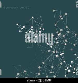 Molecules dark background in abstract style Stock Vector