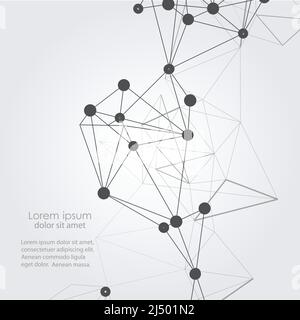 Black molecules in modern style on light background. Design material. Biotechnology concept Stock Vector