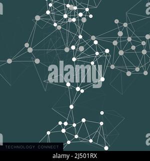 Molecules dark background in abstract style Stock Vector