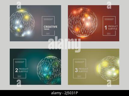 Abstract dot shapes, vector set of design element. A4 brochure cover. Creative circle figure and sign bright construction. Vector illustration Stock Vector