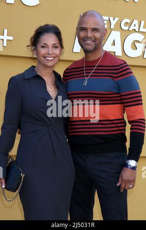 Los Angeles, CA. 14th Apr, 2022. Salli Richardson-Whitfield, Dondre Whitfield at arrivals for THEY CALL ME MAGIC Premiere, Regency Village Theatre, Los Angeles, CA April 14, 2022. Credit: Priscilla Grant/Everett Collection/Alamy Live News Stock Photo