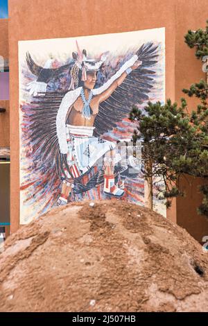 Mural of a Native American Indian dancer at the Pueblo Cultural Center in Albuquerque, New Mexico. Stock Photo
