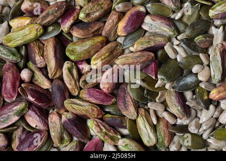 Nuts and seed in boxes Stock Photo