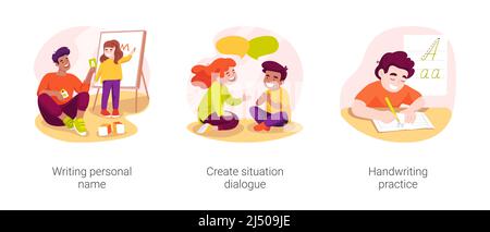 Language skills isolated cartoon vector illustration set Stock Vector