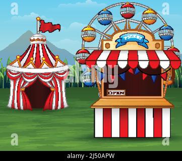 Cartoon amusement park on the nature Stock Vector