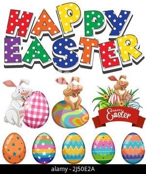Easter theme with easter bunny and eggs illustration Stock Vector