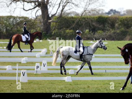 Burnham Market, UK. 14th Apr, 2022. Zara Tindall on Classicals Euro Star competes in the Burnham Market International Horse Trials at Burnham Market, Norfolk, UK, on April 14, 2022. Credit: Paul Marriott/Alamy Live News Stock Photo