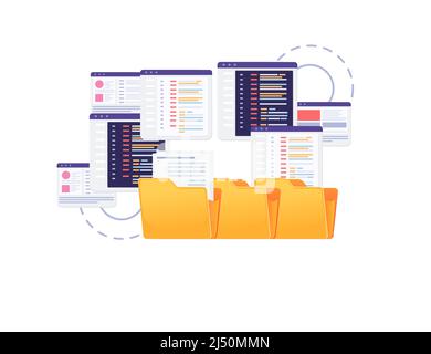 Concept for development using programming languages with online sharing data vector illustration on white background Stock Vector