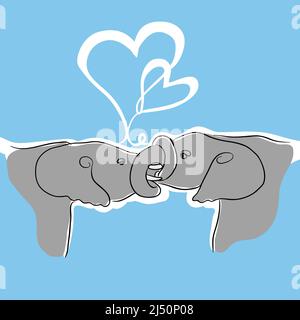 African Elephant making love Vector illustration isolated Stock Vector