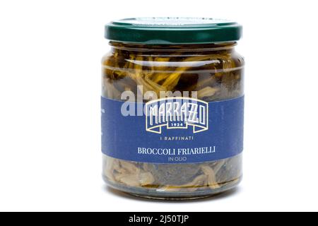 Jar of Broccoli Friarielli in Oil Stock Photo