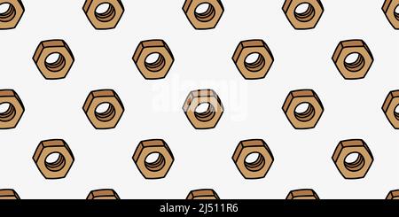 Screw female vector seamless pattern, sketch tool, stainless, nut Stock Vector