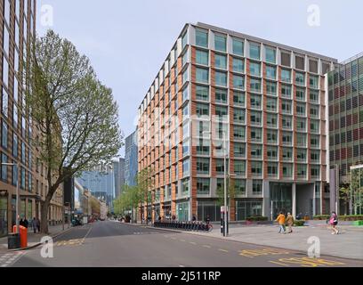 Bankside 2, a new office building on Southwark Street, near London Bridge in London, UK. View west towards Blackfriars. Stock Photo