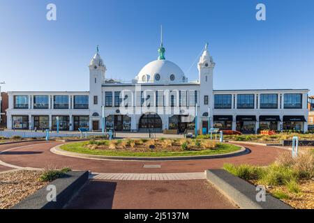 The famous landmark renaissance-styled domed Spanish City building is a dining and leisure centre on the seafront in Whitley Bay, North Tyneside. Stock Photo