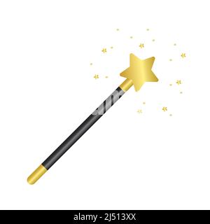 magic golden glitter wand isolated on white background Stock Vector