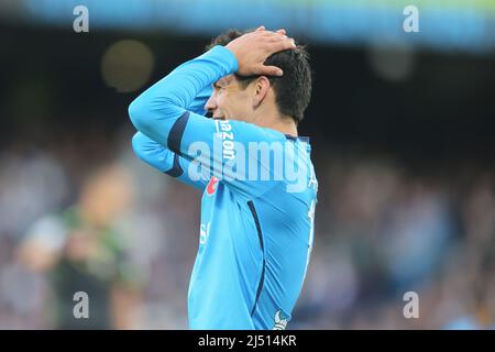 SSC Napoli's Mexican striker Hirving Lozano gesticulate during the Serie A football match between SSC Napoli and AS Roma. SSC Napoli and As Roma draw 1-1 Stock Photo