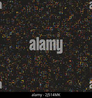 Mosaic seamless dark colored pixel background. Vector illustration.  Stock Vector