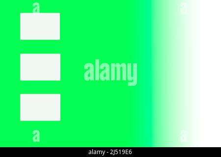 Three white rectangles on a green background with a gradient, format jpeg. Stock Photo