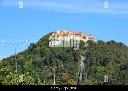 Rasnov in Romania: The Medieval castle, Bauernburg Rosenau Stock Photo