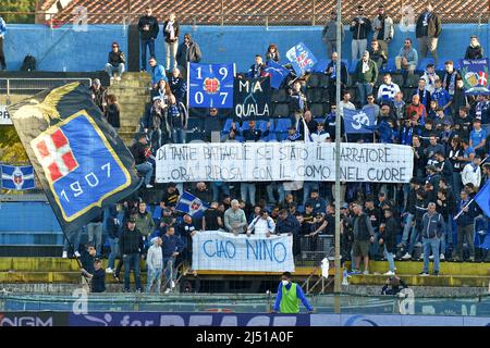 Supporters of Como 1907 during the Serie B match between Benevento Calcio  and Como 1907 at Stadio Vigorito, Benevento, Italy on March 11, 2023. Photo  by Nicola Ianuale Stock Photo - Alamy