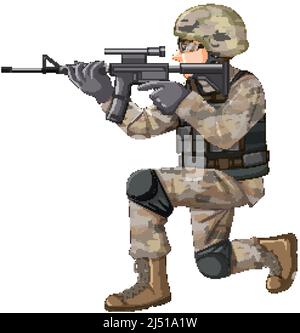 An illustration of a cartoon military general shooting a gun Stock ...