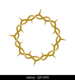 Crown of thorns icon. Gradient golden color. Holy Week inspiration. Vector illustration, flat design Stock Vector