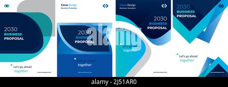 Business Proposal Cover Design Template is adept at Multipurpose projects such as annual reports, brochures, flyers, posters, presentations, etc Stock Vector