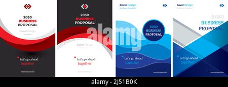 Business Proposal Cover Design Template is adept at Multipurpose projects such as annual reports, brochures, flyers, posters, presentations, etc Stock Vector
