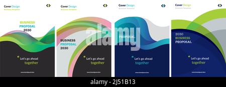 Business Proposal Cover Design Template is adept at Multipurpose projects such as annual reports, brochures, flyers, posters, presentations, etc Stock Vector