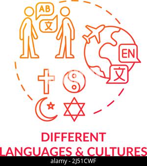 Different languages and cultures red gradient concept icon Stock Vector