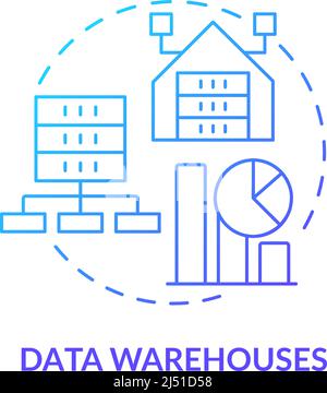 Data warehouses blue gradient concept icon Stock Vector