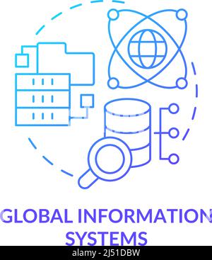 Global information systems blue gradient concept icon Stock Vector