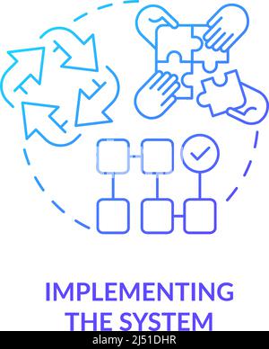 Implementing system blue gradient concept icon Stock Vector