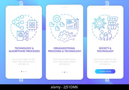 Information systems synergy blue gradient onboarding mobile app screen Stock Vector