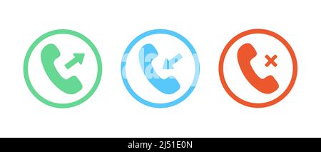 Phone call icons. Phone call, incoming, outgoing and missed icons. Vector Stock Vector